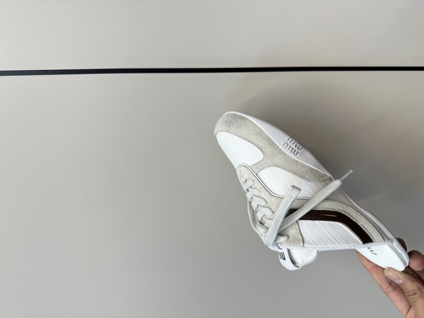 [TOP] Miu Miu Half Sneakers Cowhide - White