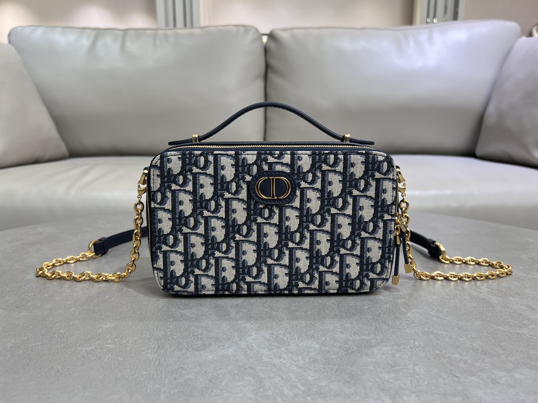 [TOP] Christian Dior 30 Montaigne Chain Handbag 20×12×6cm - Navy Blue