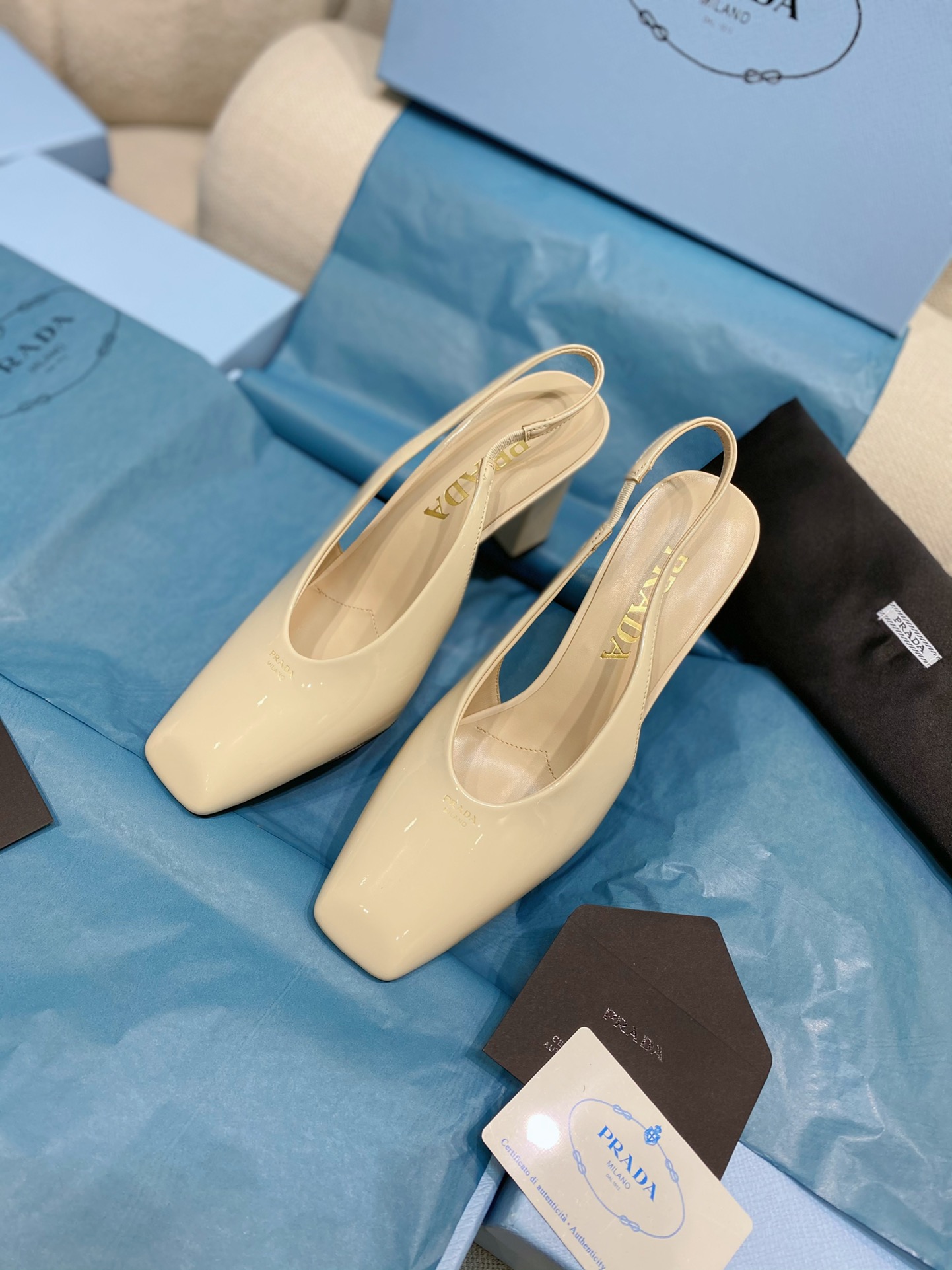 [TOP] PRADA High-Heeled Sandals Patent Calf Leather - 4 Colour