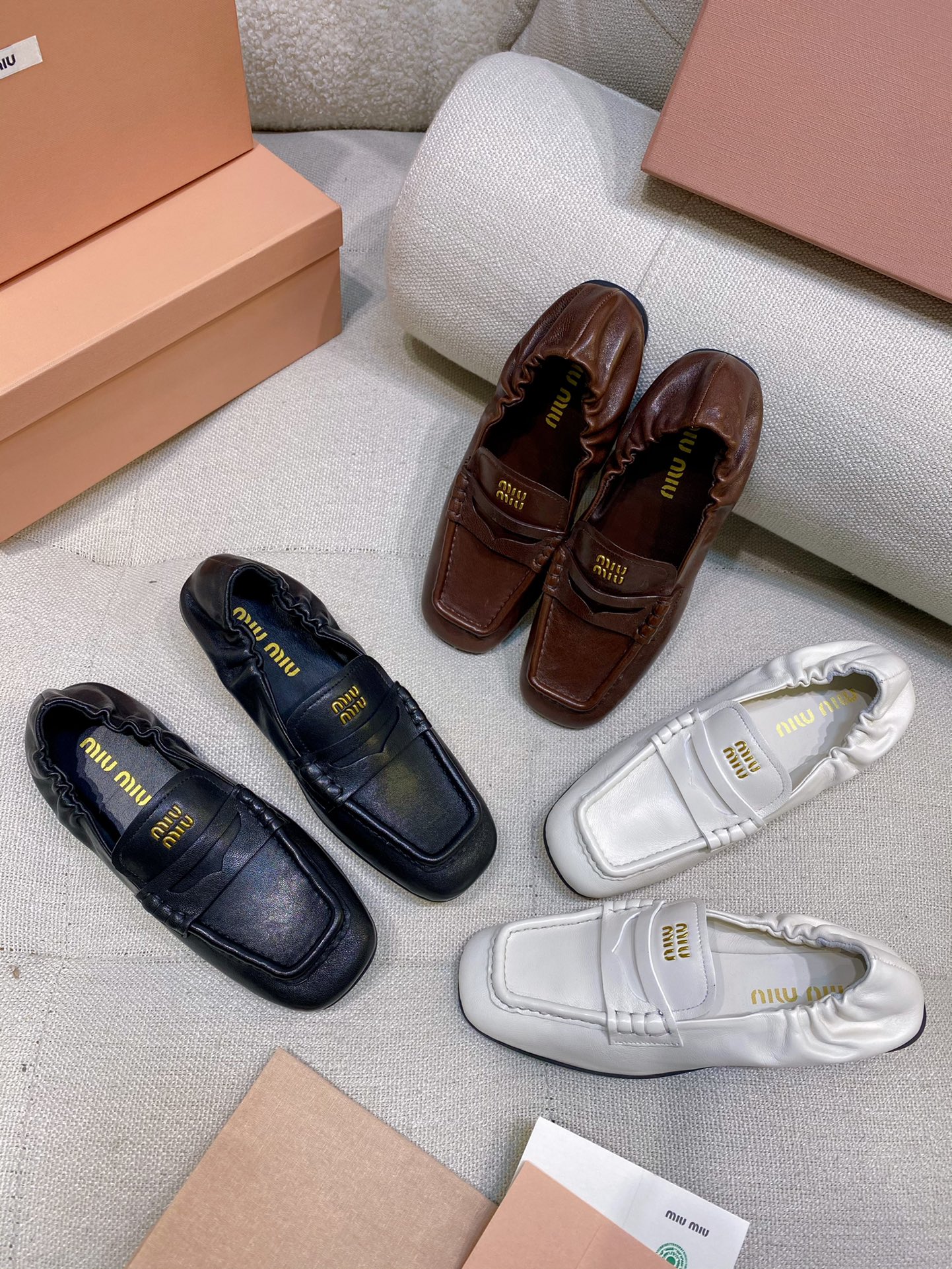 [TOP] Miu Miu Flat Loafers Sheepskin - 3 Color