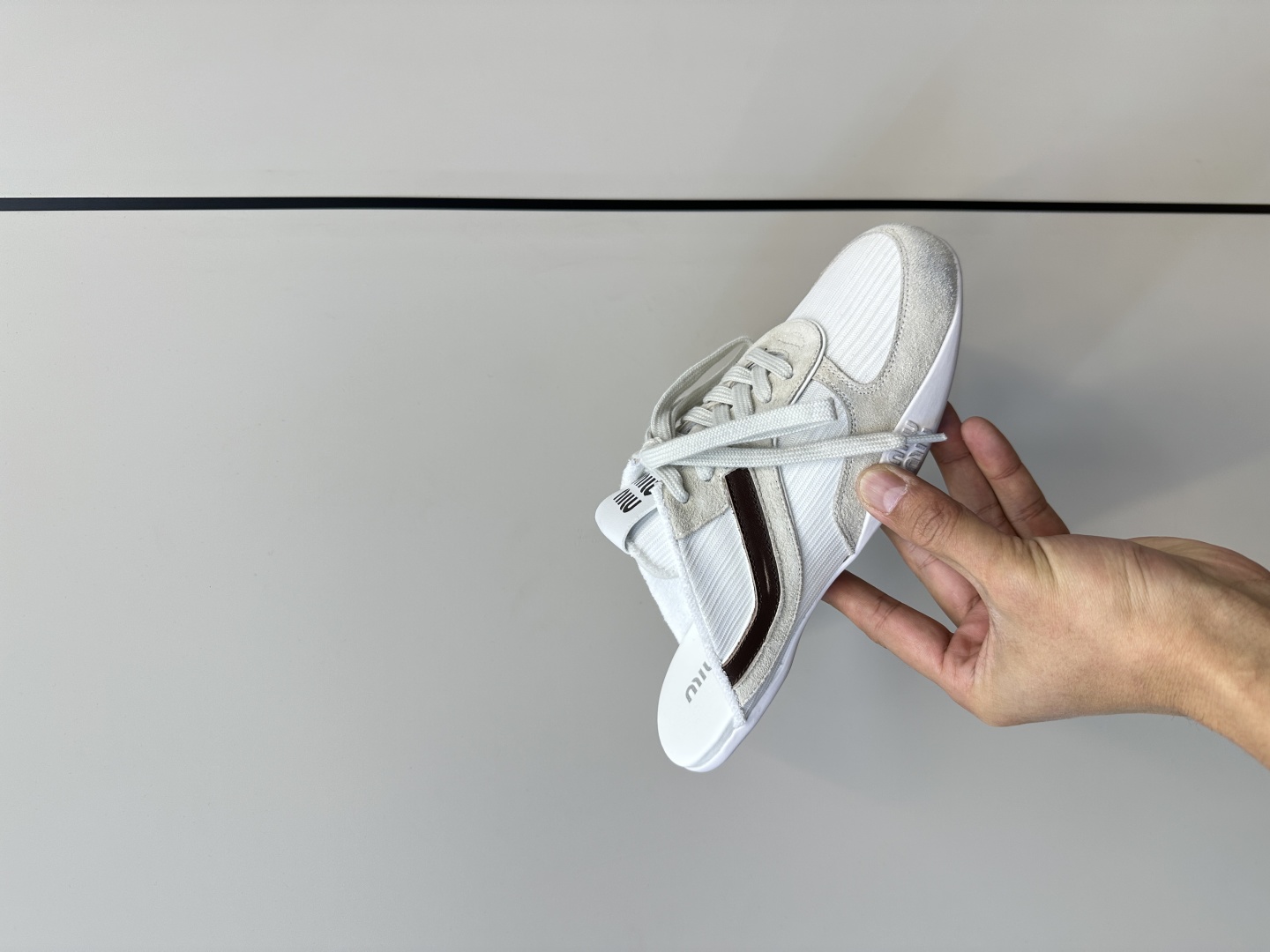 [TOP] Miu Miu Half Sneakers Cowhide - White