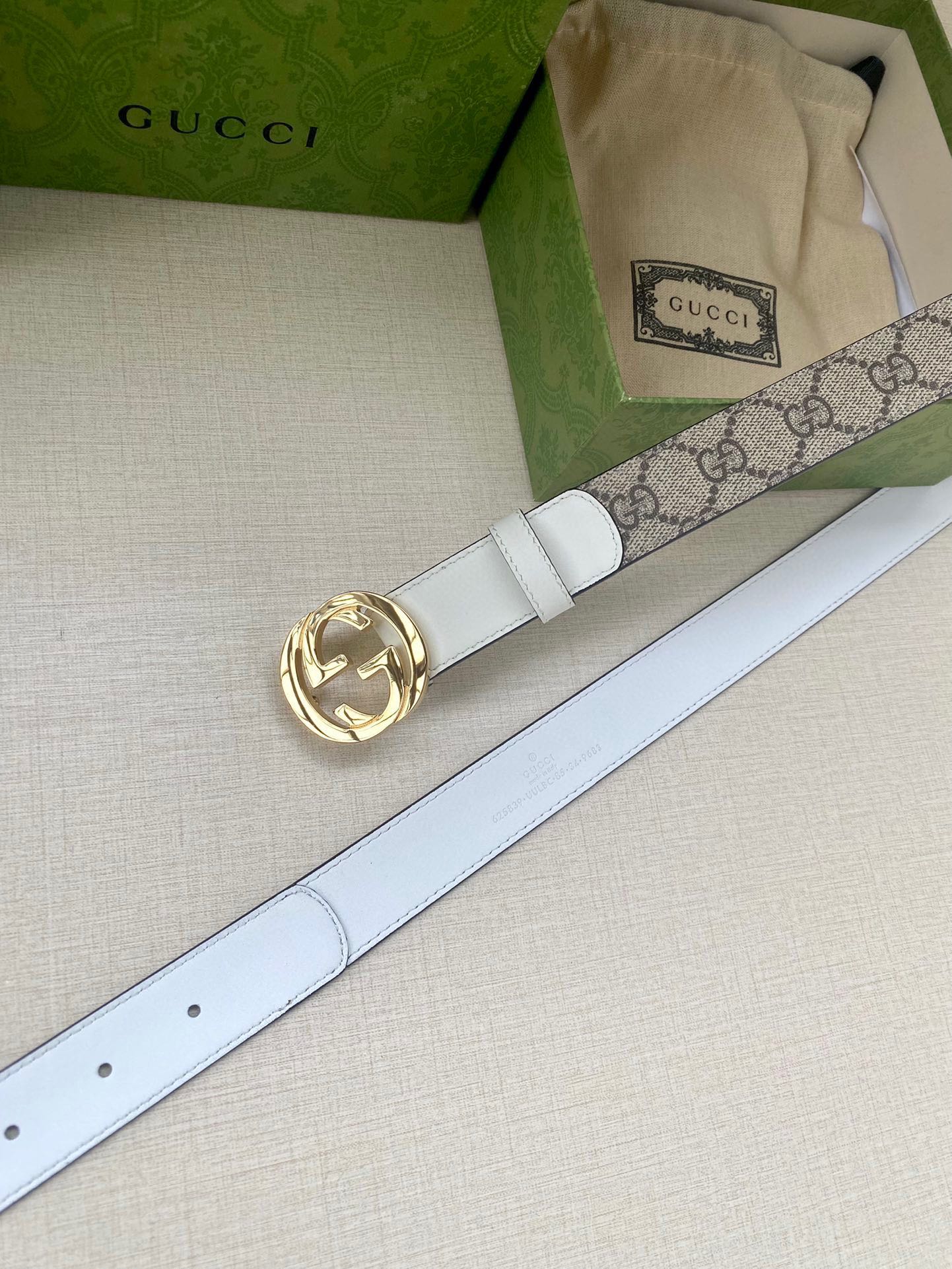 [TOP] GUCCI GG Supreme Canvas Belt Calfskin - 3.0cm