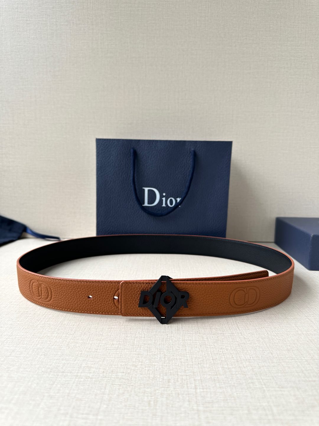 [TOP] Christian Dior Reversible Belt Calfskin - 3.5cm