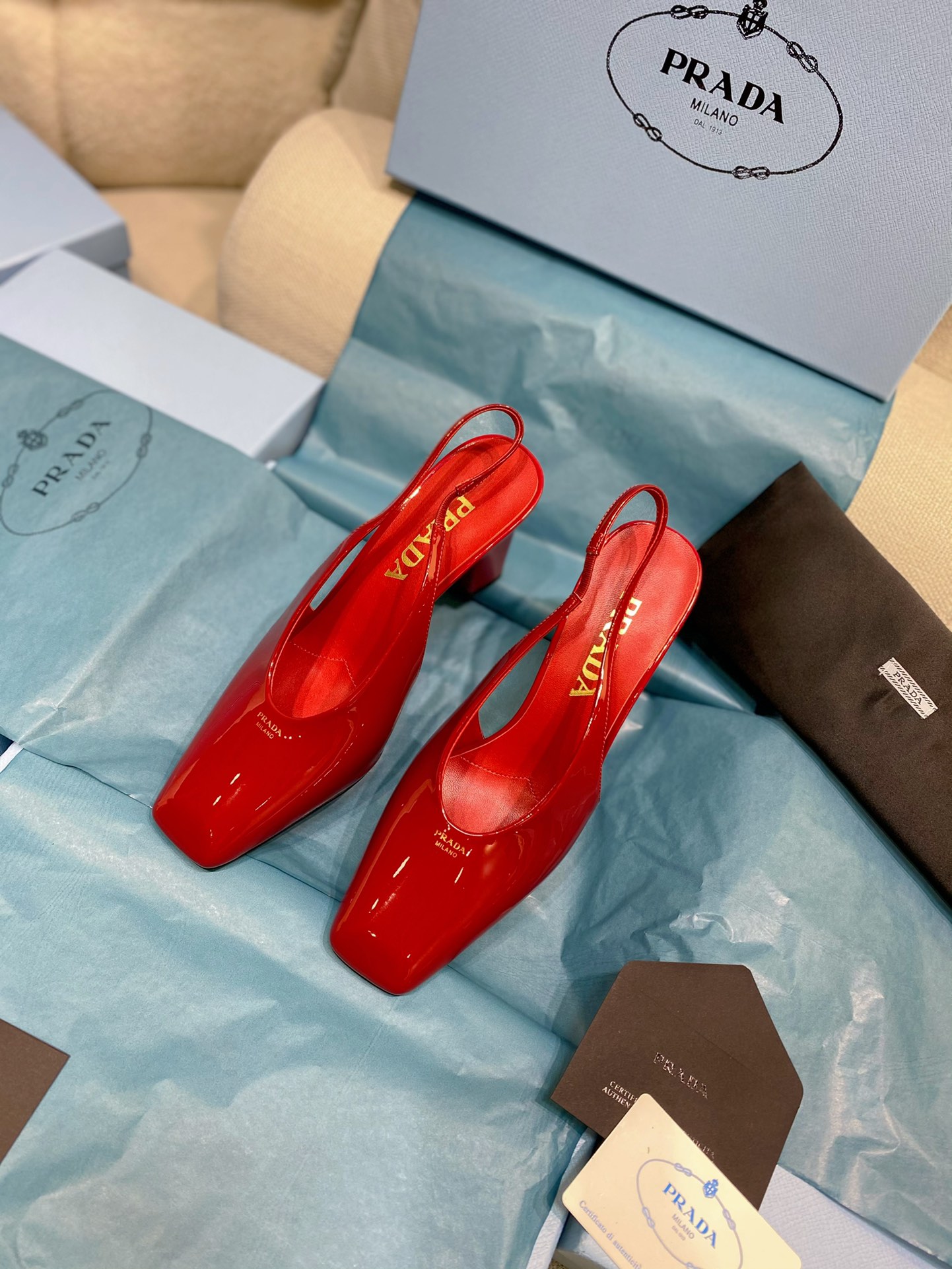 [TOP] PRADA High-Heeled Sandals Patent Calf Leather - 4 Colour