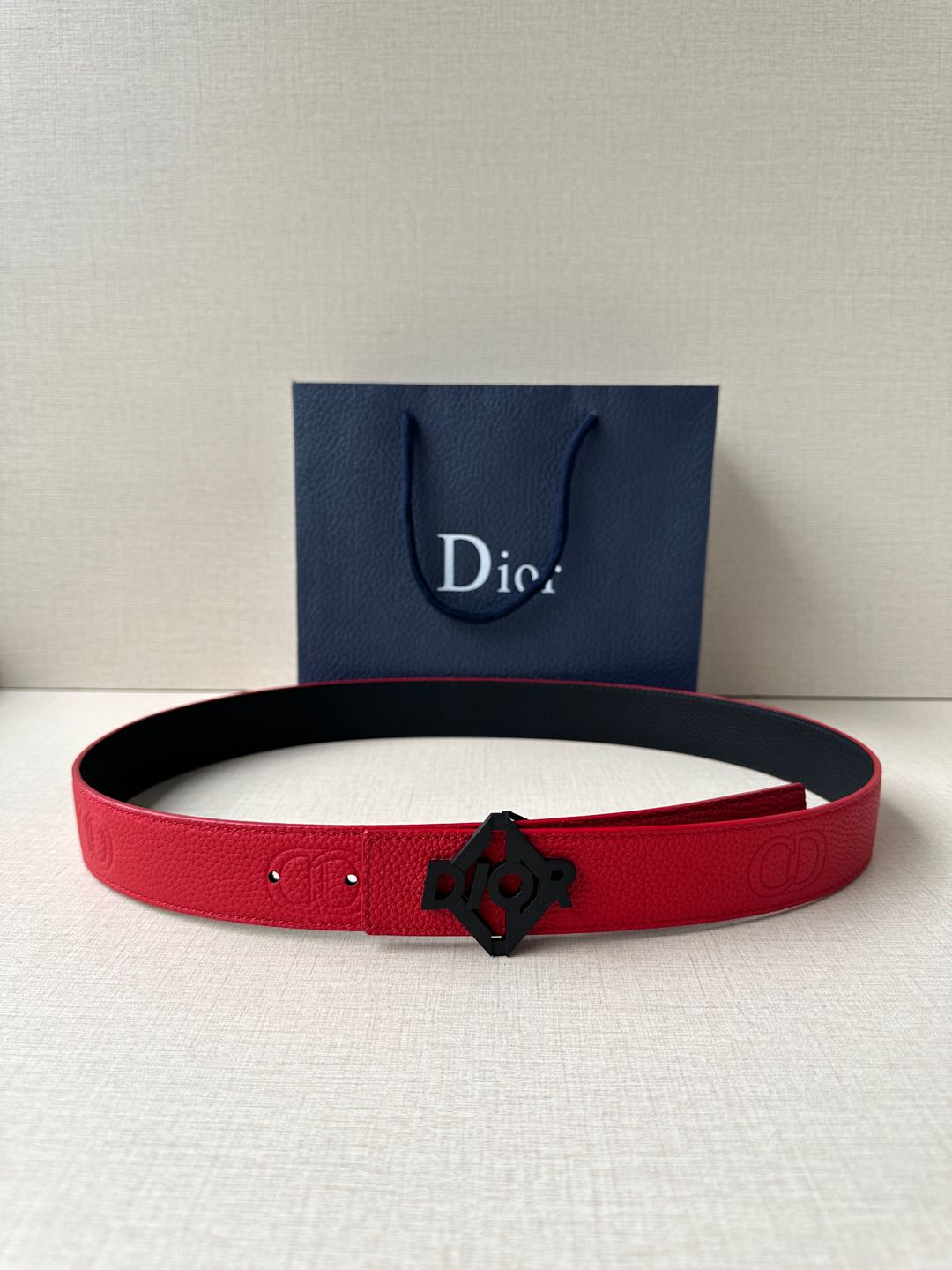 [TOP] Christian Dior Reversible Belt Calfskin - 3.5cm