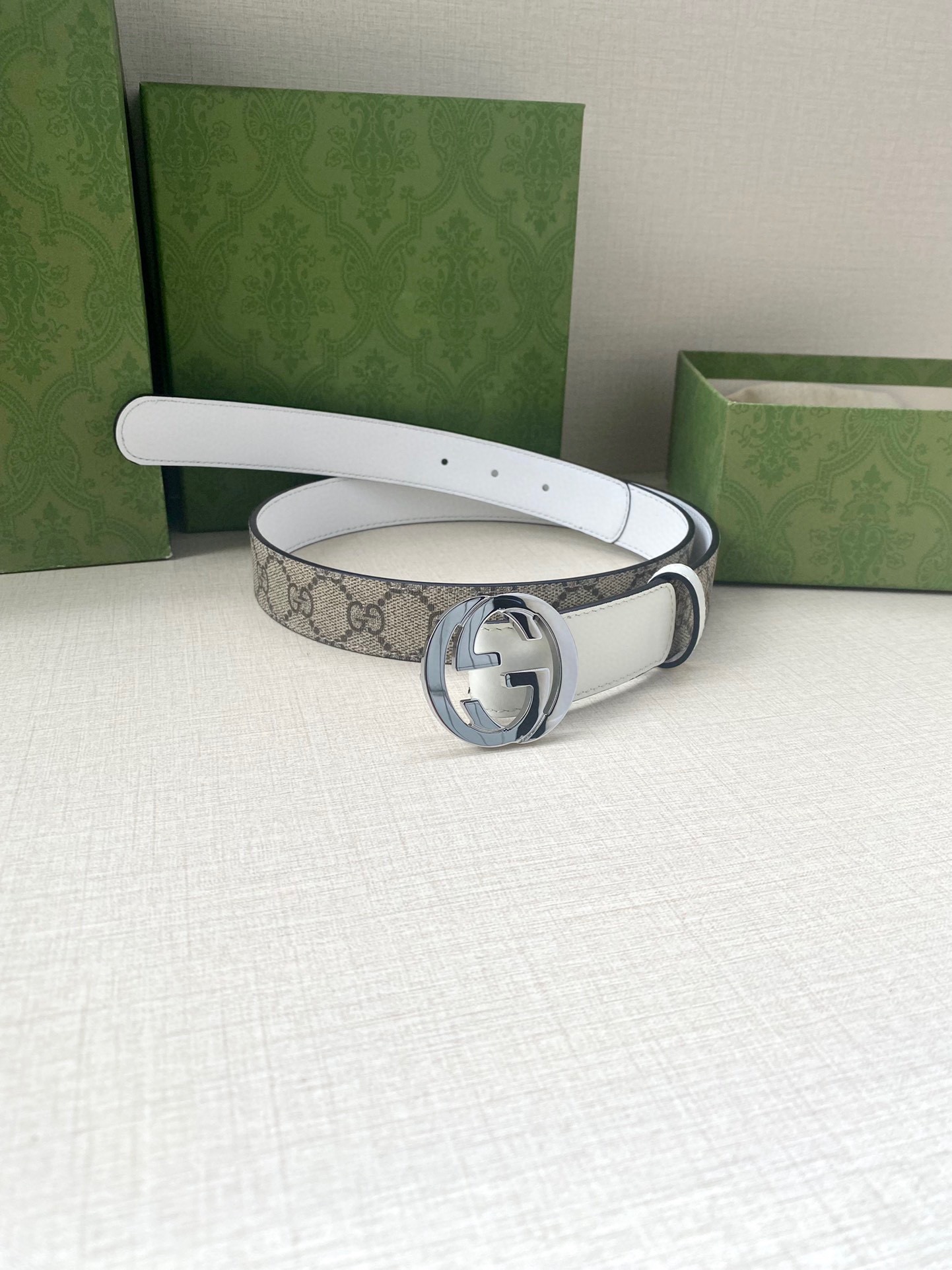 [TOP] GUCCI GG Supreme Canvas Belt Calfskin - 3.0cm