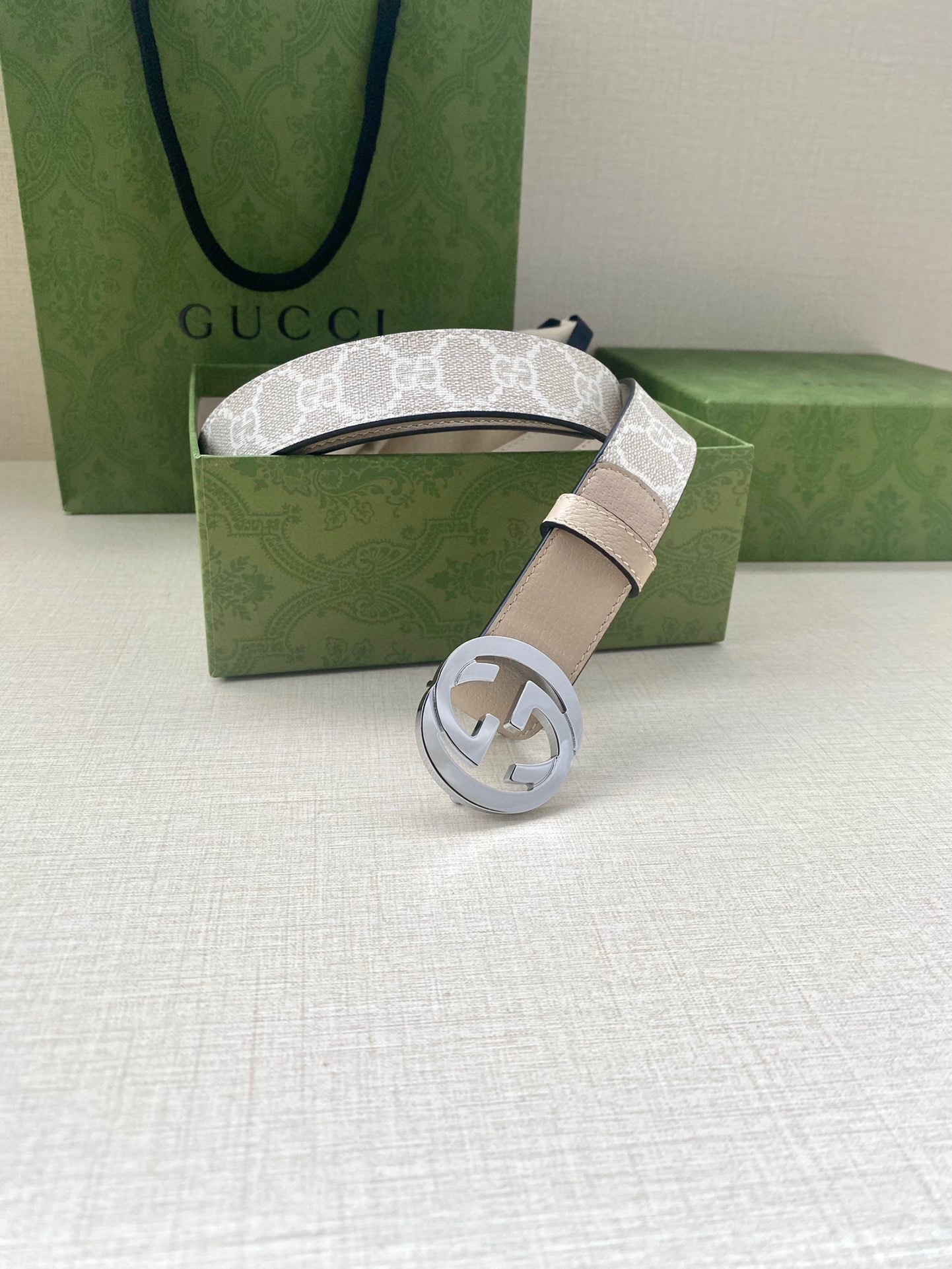 [TOP] GUCCI GG Supreme Canvas Belt Calfskin - 3.0cm