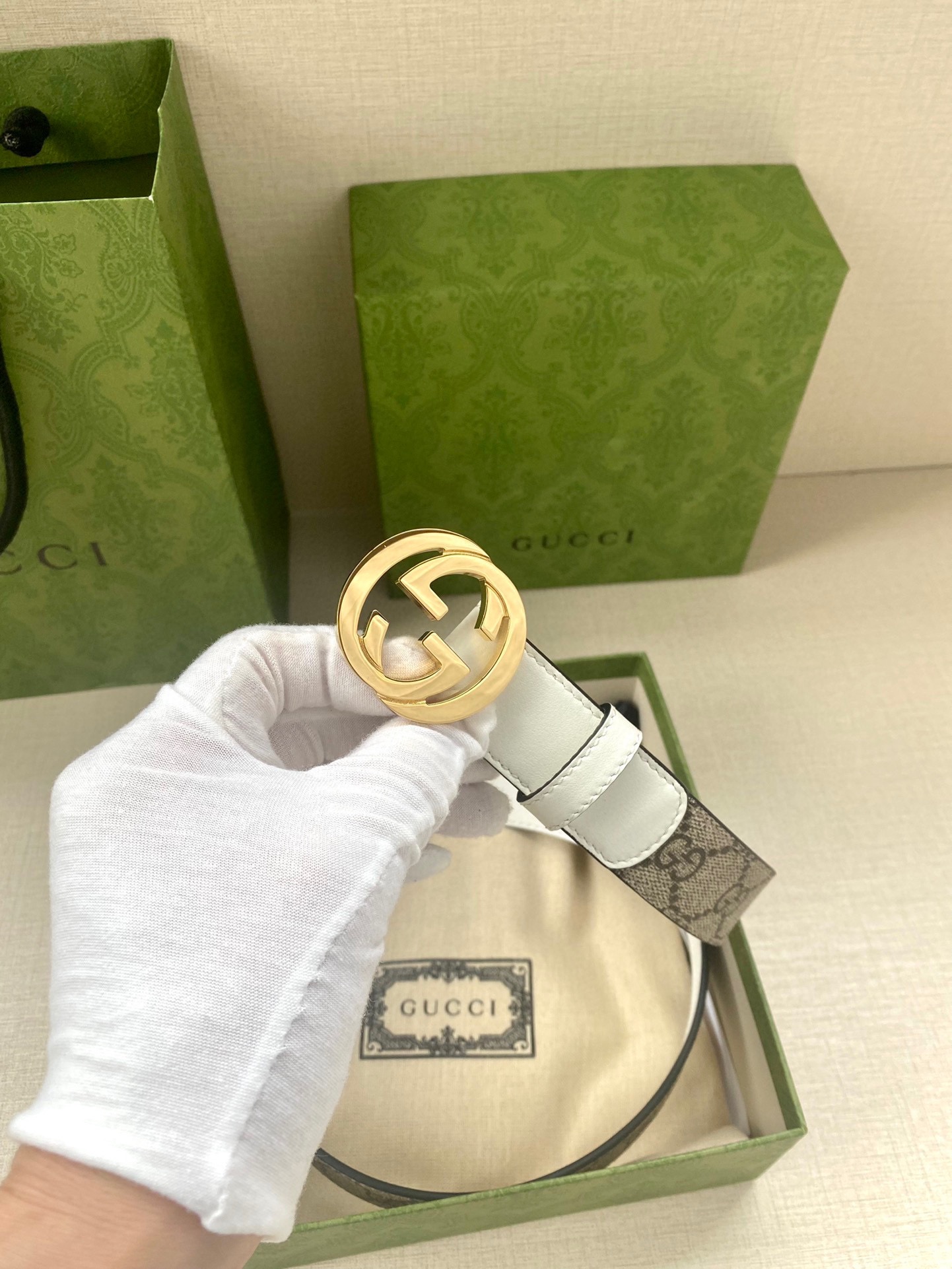 [TOP] GUCCI GG Supreme Canvas Belt Calfskin - 3.0cm