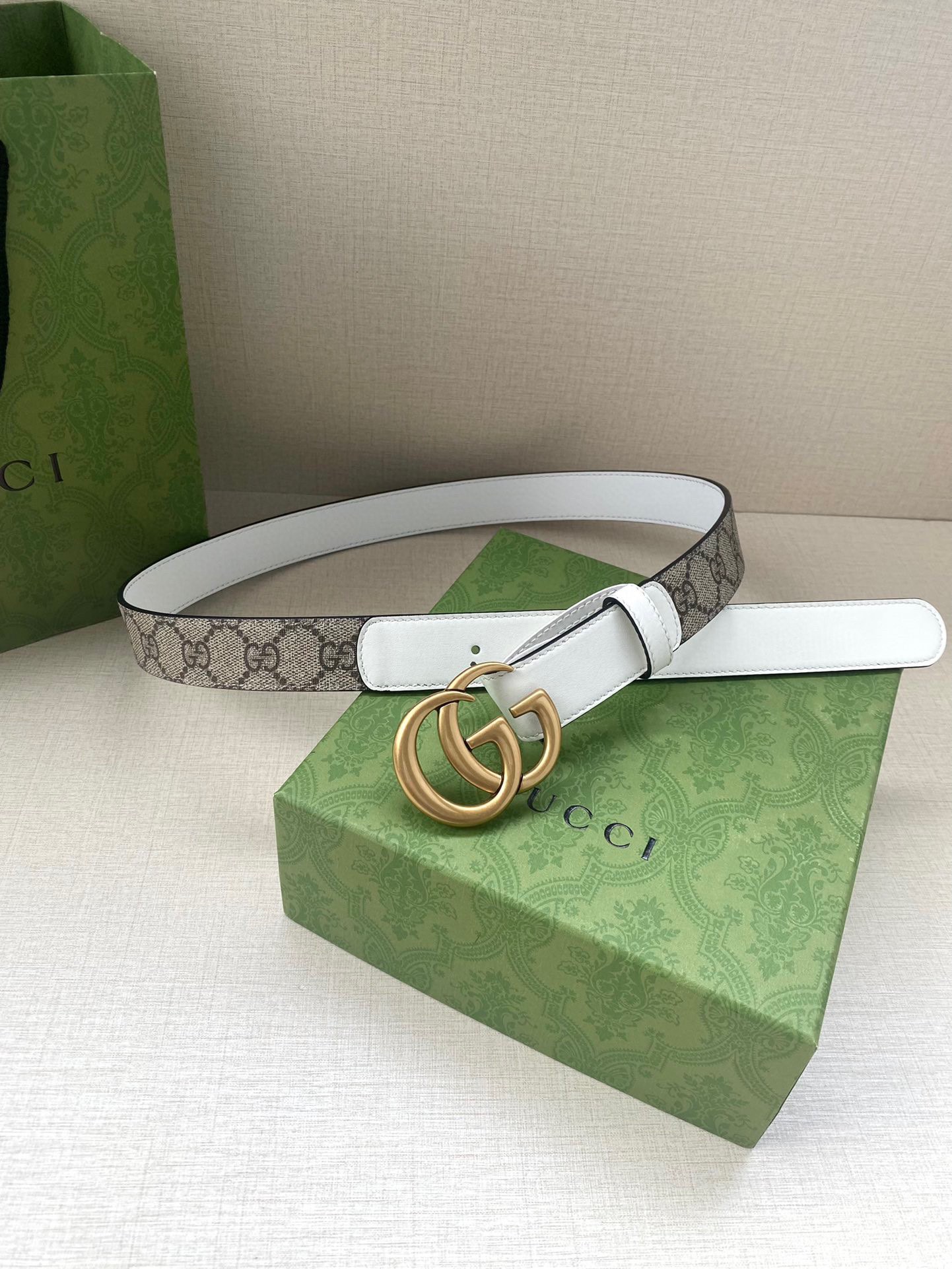 [TOP] GUCCI GG Supreme Canvas Belt Calfskin - 3.0cm