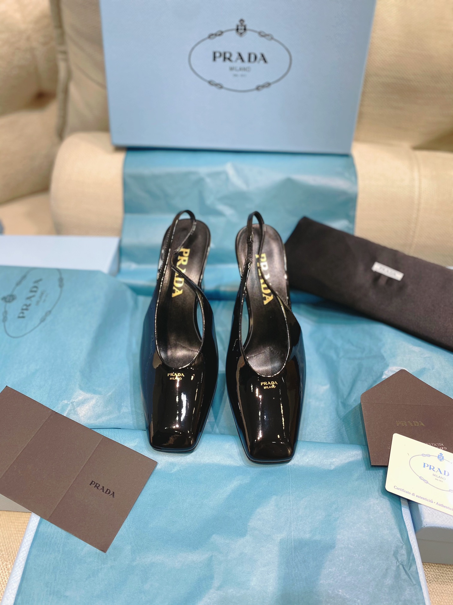 [TOP] PRADA High-Heeled Sandals Patent Calf Leather - 4 Colour