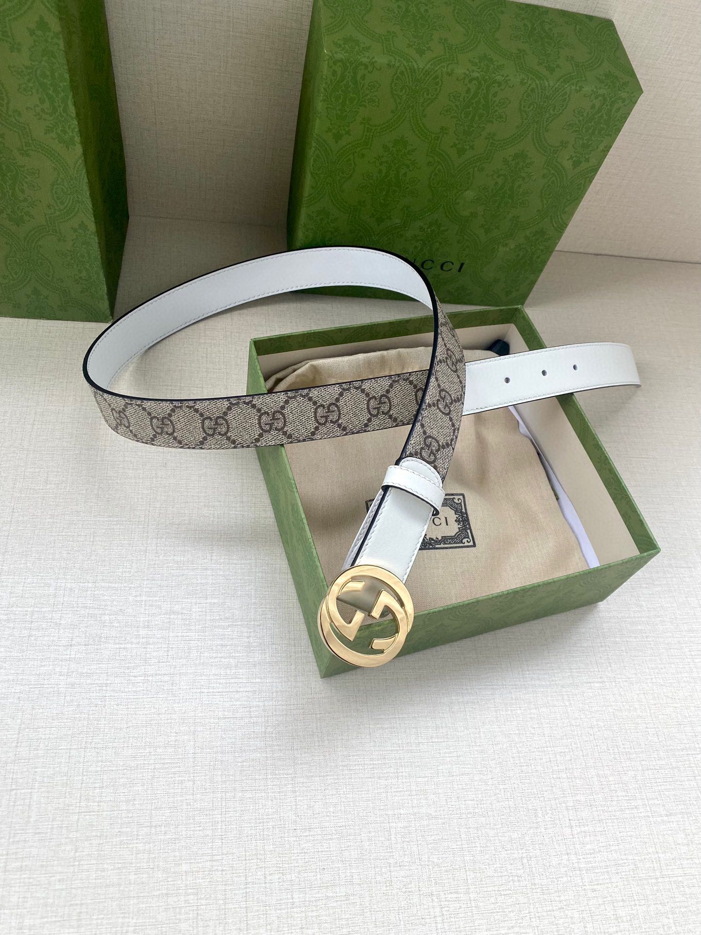 [TOP] GUCCI GG Supreme Canvas Belt Calfskin - 3.0cm