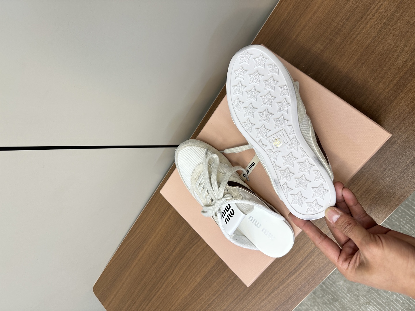 [TOP] Miu Miu Half Sneakers Cowhide - White