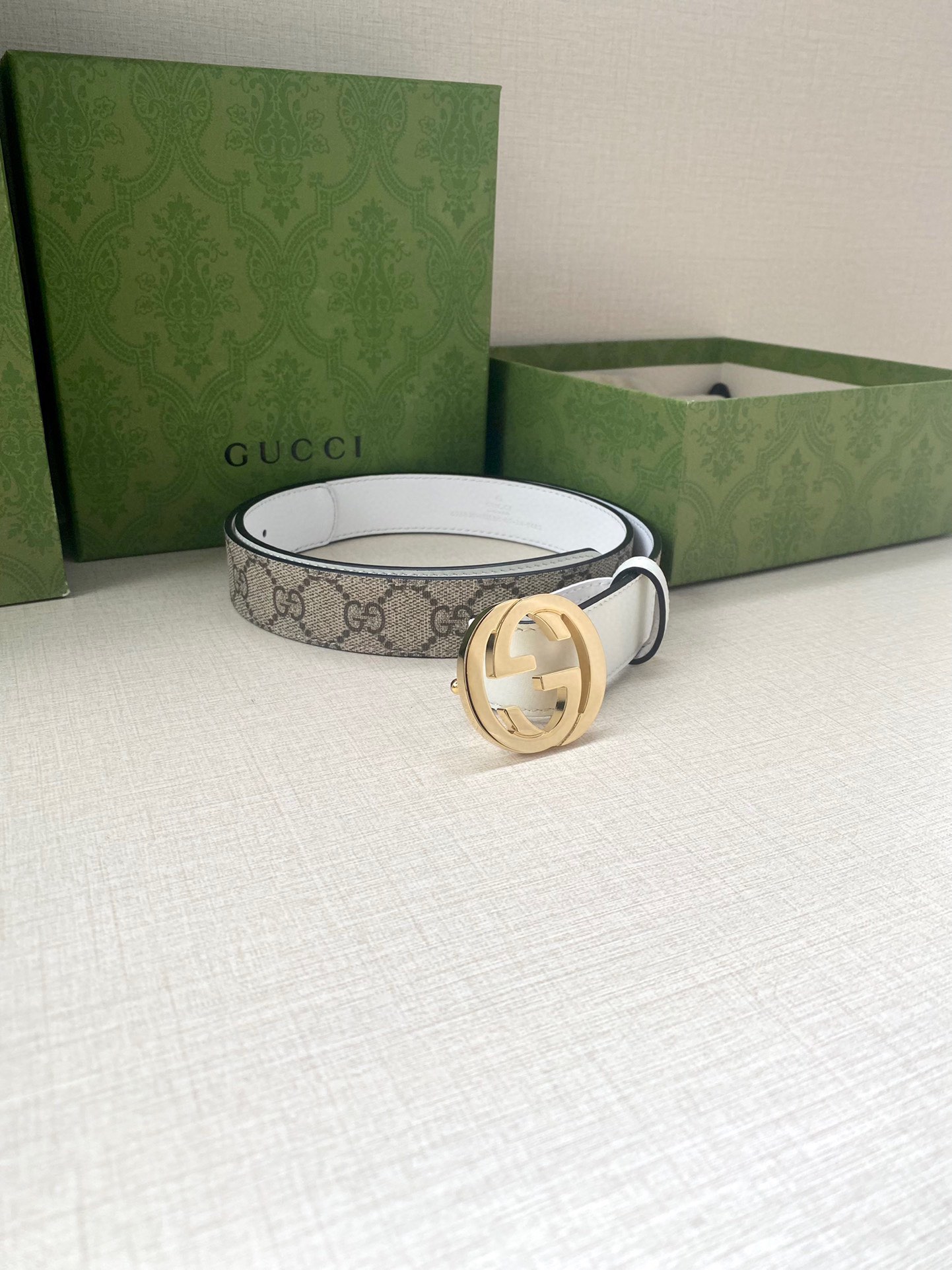 [TOP] GUCCI GG Supreme Canvas Belt Calfskin - 3.0cm
