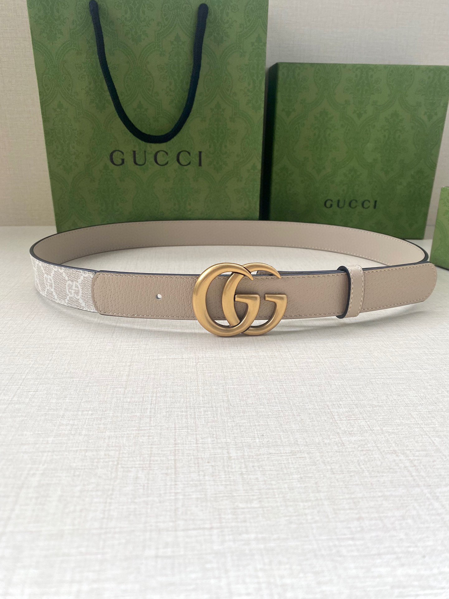 [TOP] GUCCI GG Supreme Canvas Belt Calfskin - 3.0cm