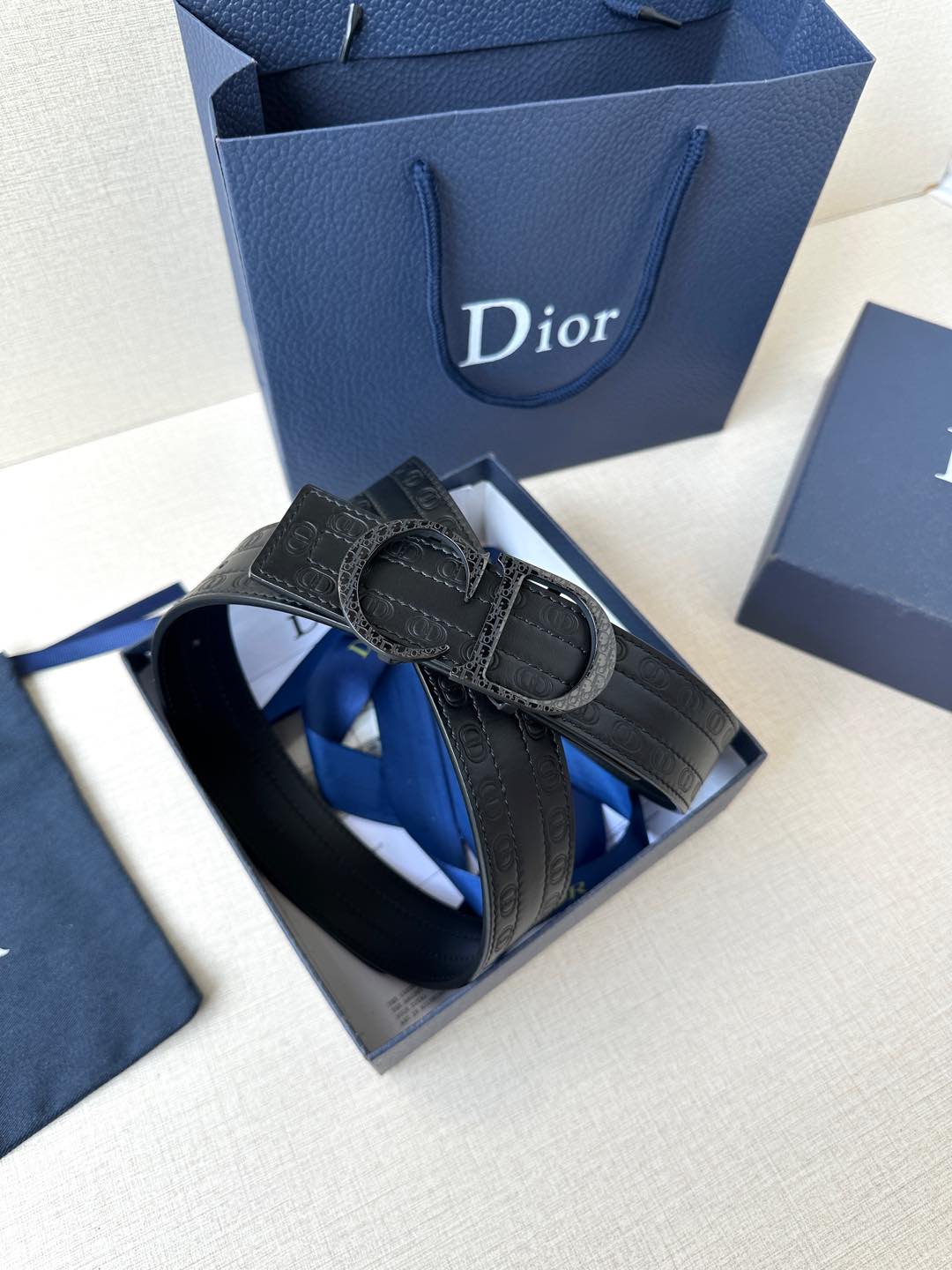 [TOP] Christian Dior Reversible Belt Calfskin - 3.5cm