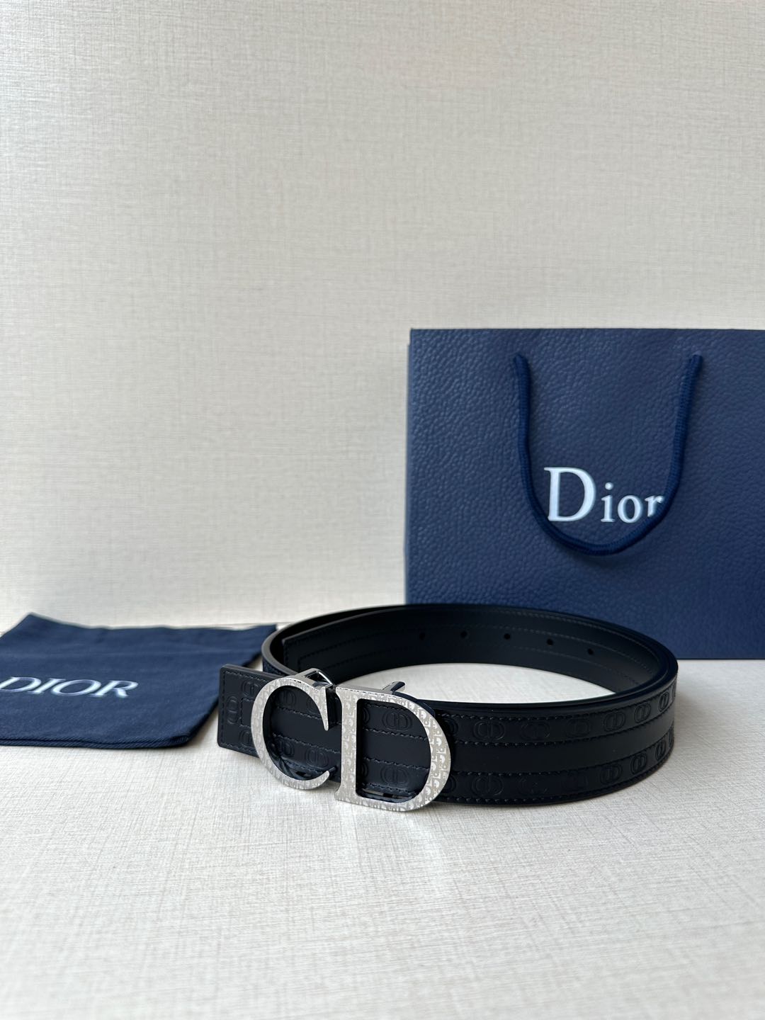 [TOP] Christian Dior Reversible Belt Calfskin - 3.5cm