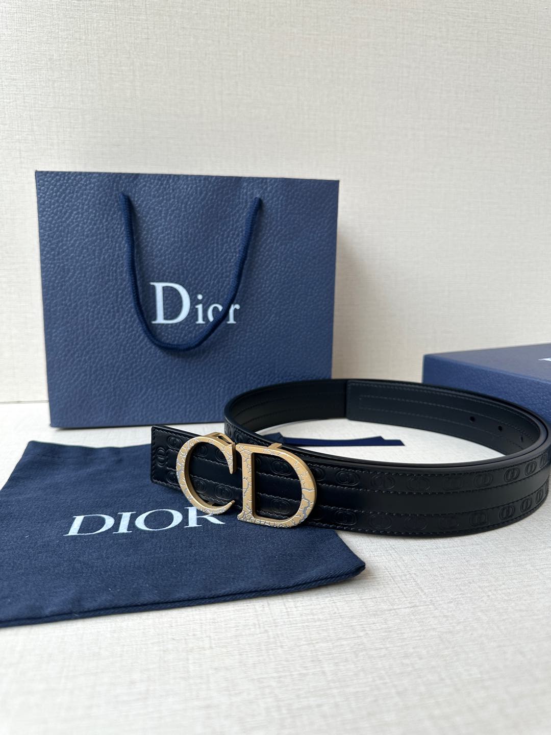 [TOP] Christian Dior Reversible Belt Calfskin - 3.5cm