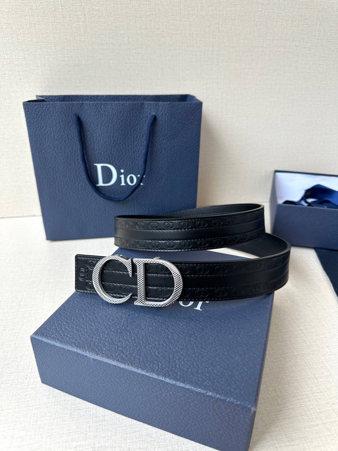 [TOP] Christian Dior Reversible Belt Calfskin - 3.5cm