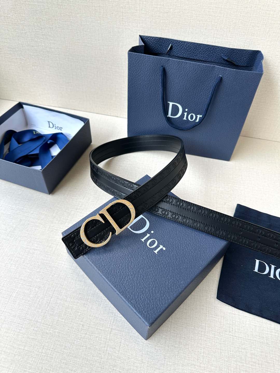[TOP] Christian Dior Reversible Belt Calfskin - 3.5cm