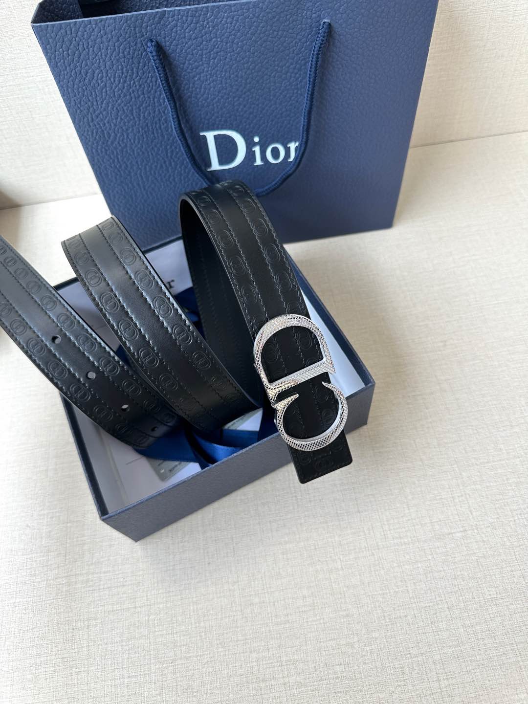 [TOP] Christian Dior Reversible Belt Calfskin - 3.5cm