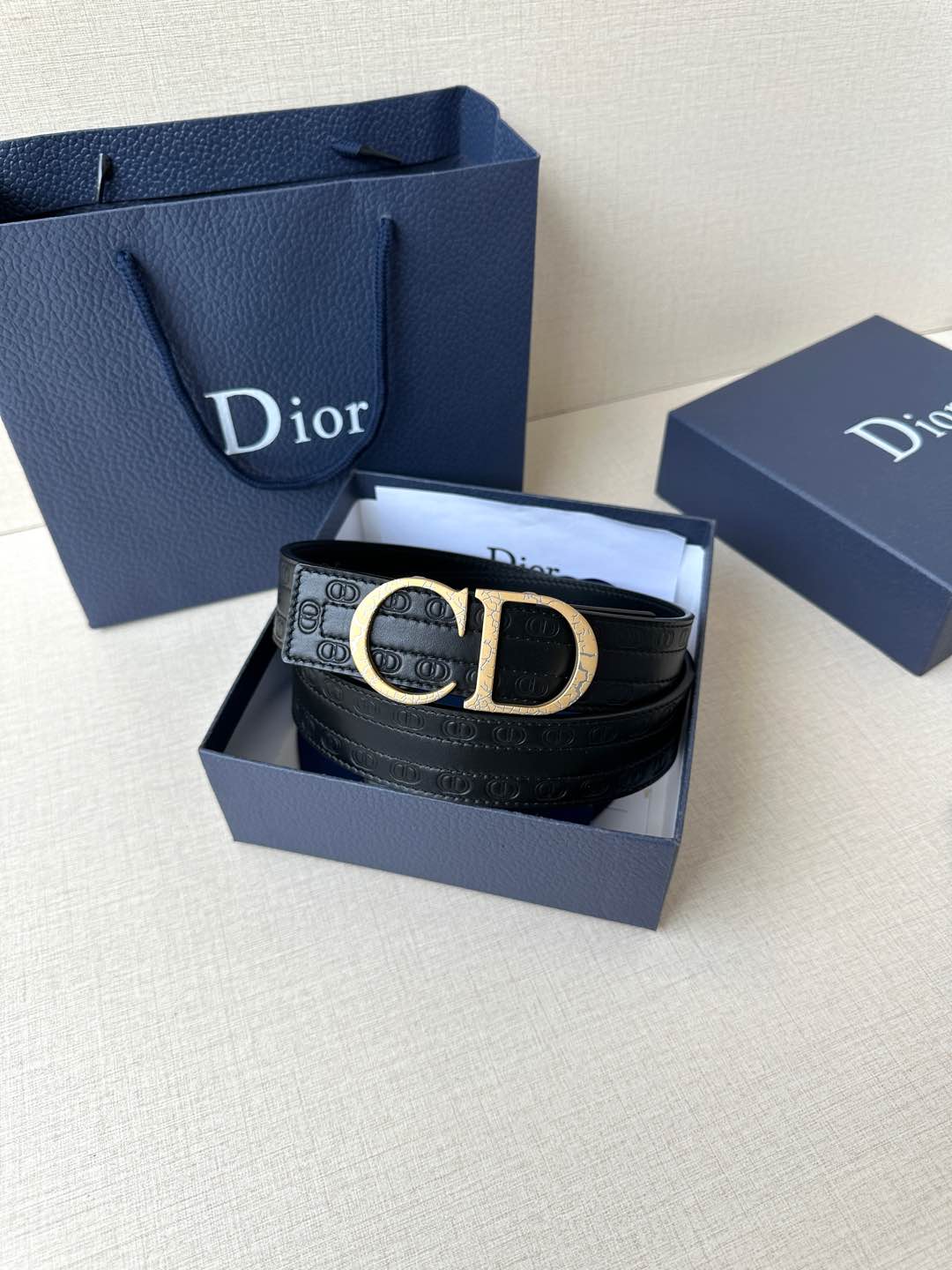 [TOP] Christian Dior Reversible Belt Calfskin - 3.5cm