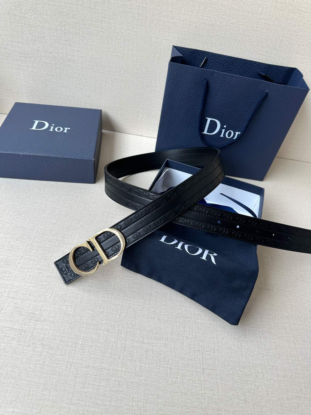 [TOP] Christian Dior Reversible Belt Calfskin - 3.5cm