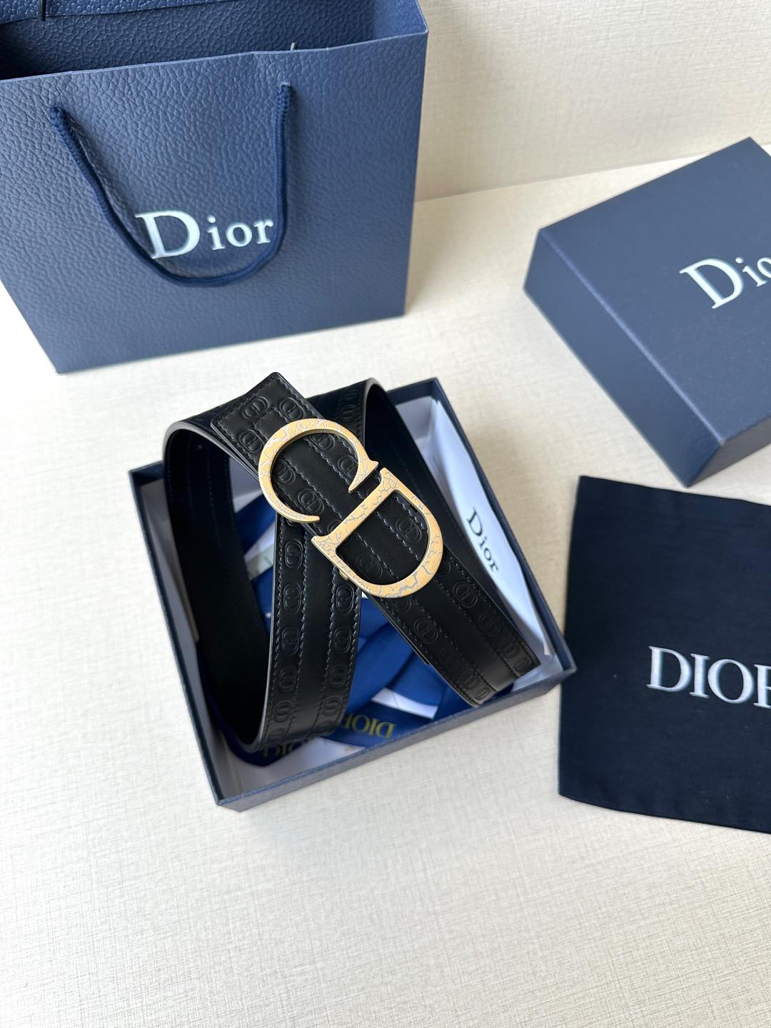 [TOP] Christian Dior Reversible Belt Calfskin - 3.5cm