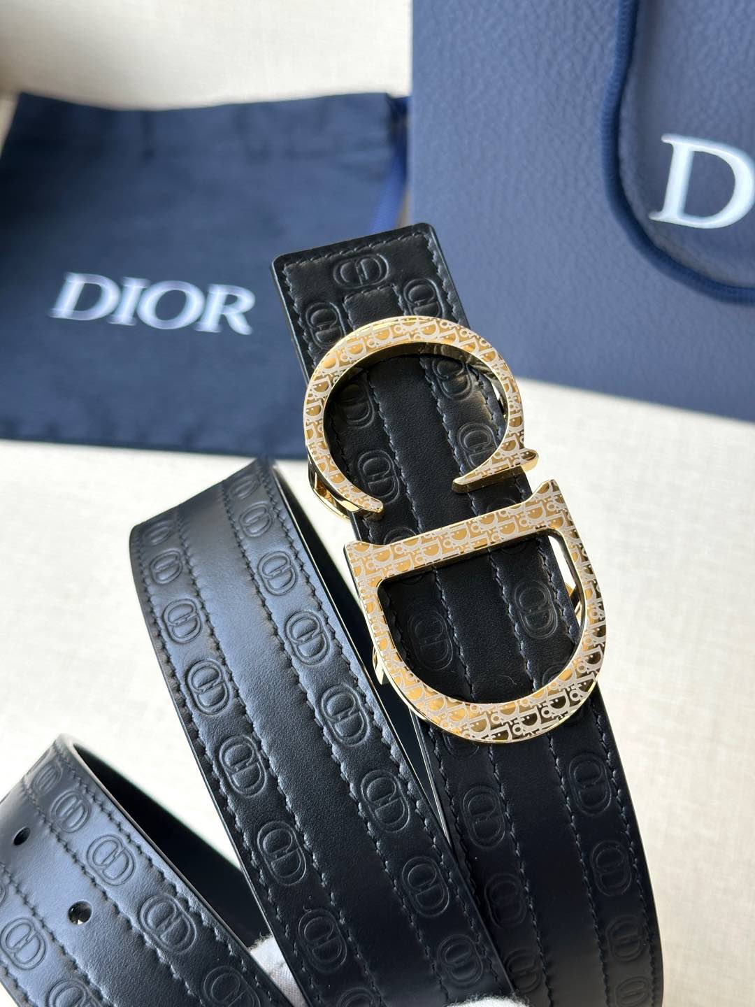 [TOP] Christian Dior Reversible Belt Calfskin - 3.5cm