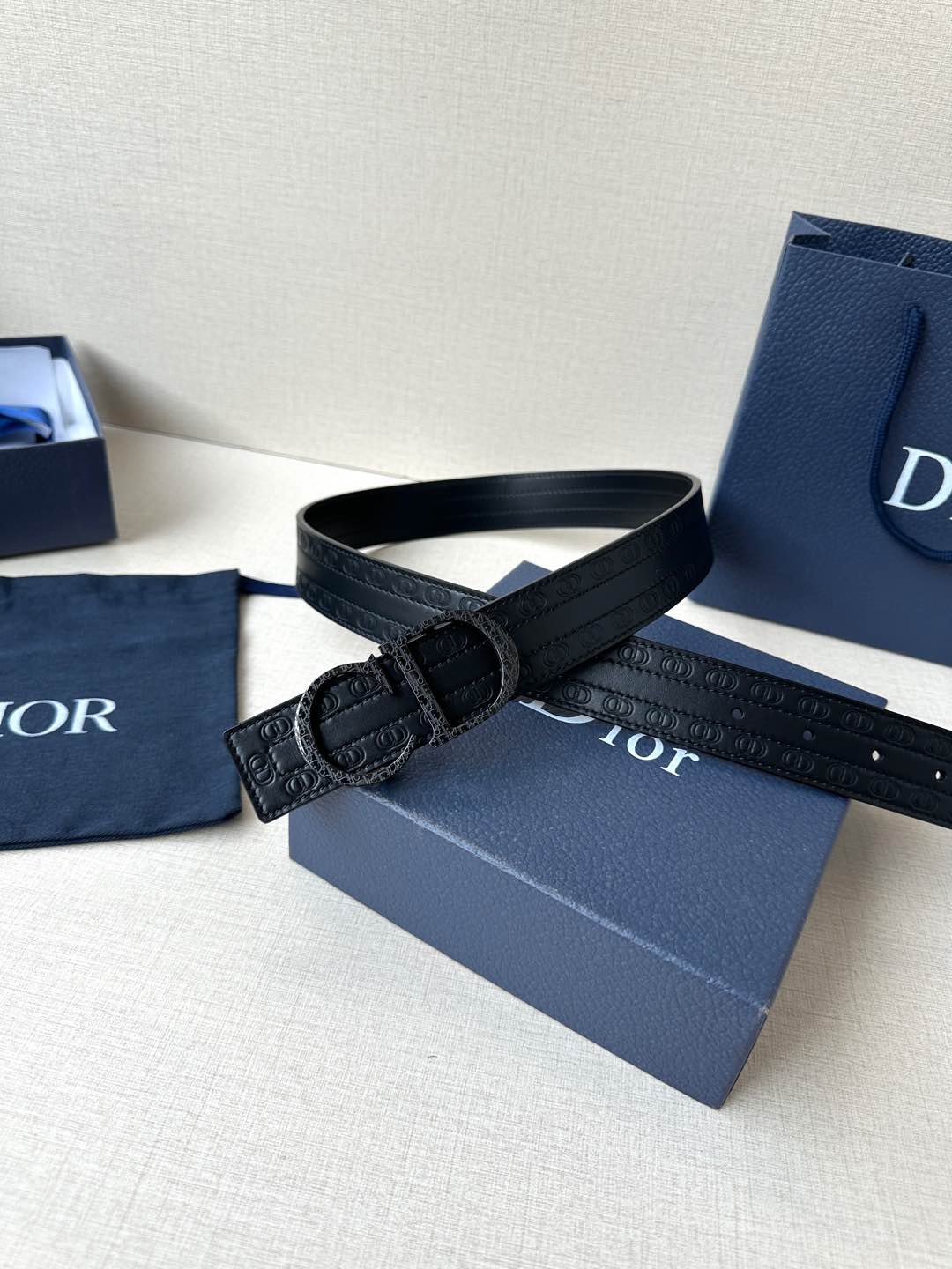 [TOP] Christian Dior Reversible Belt Calfskin - 3.5cm
