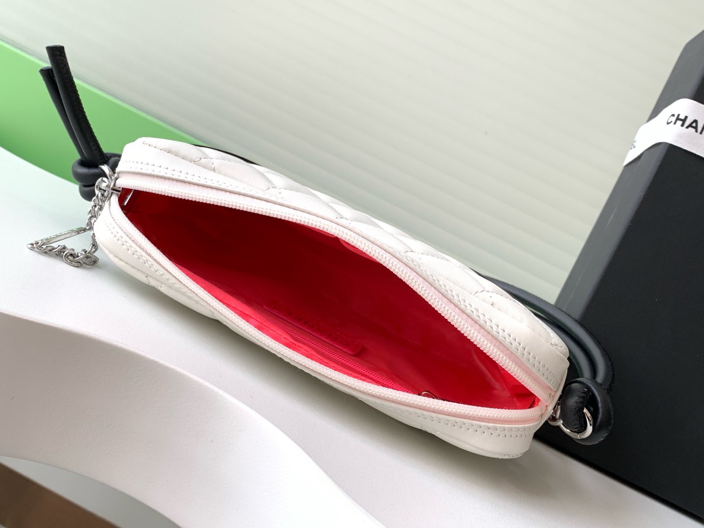 [TOP] CHANEL Cambon Hobo Bag Leather 12x20x3cm/16x26x5cm - White/Black