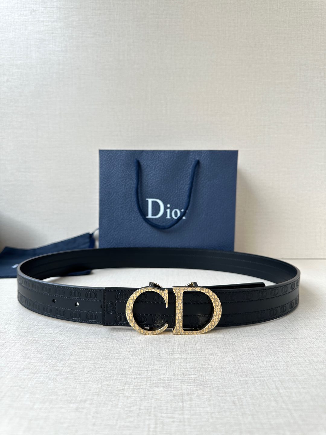 [TOP] Christian Dior Reversible Belt Calfskin - 3.5cm