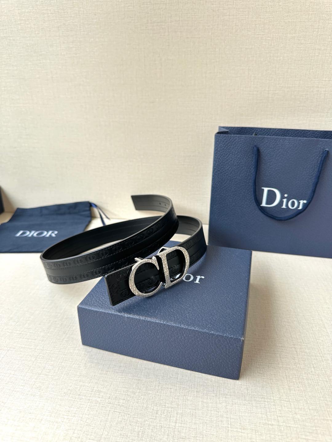 [TOP] Christian Dior Reversible Belt Calfskin - 3.5cm