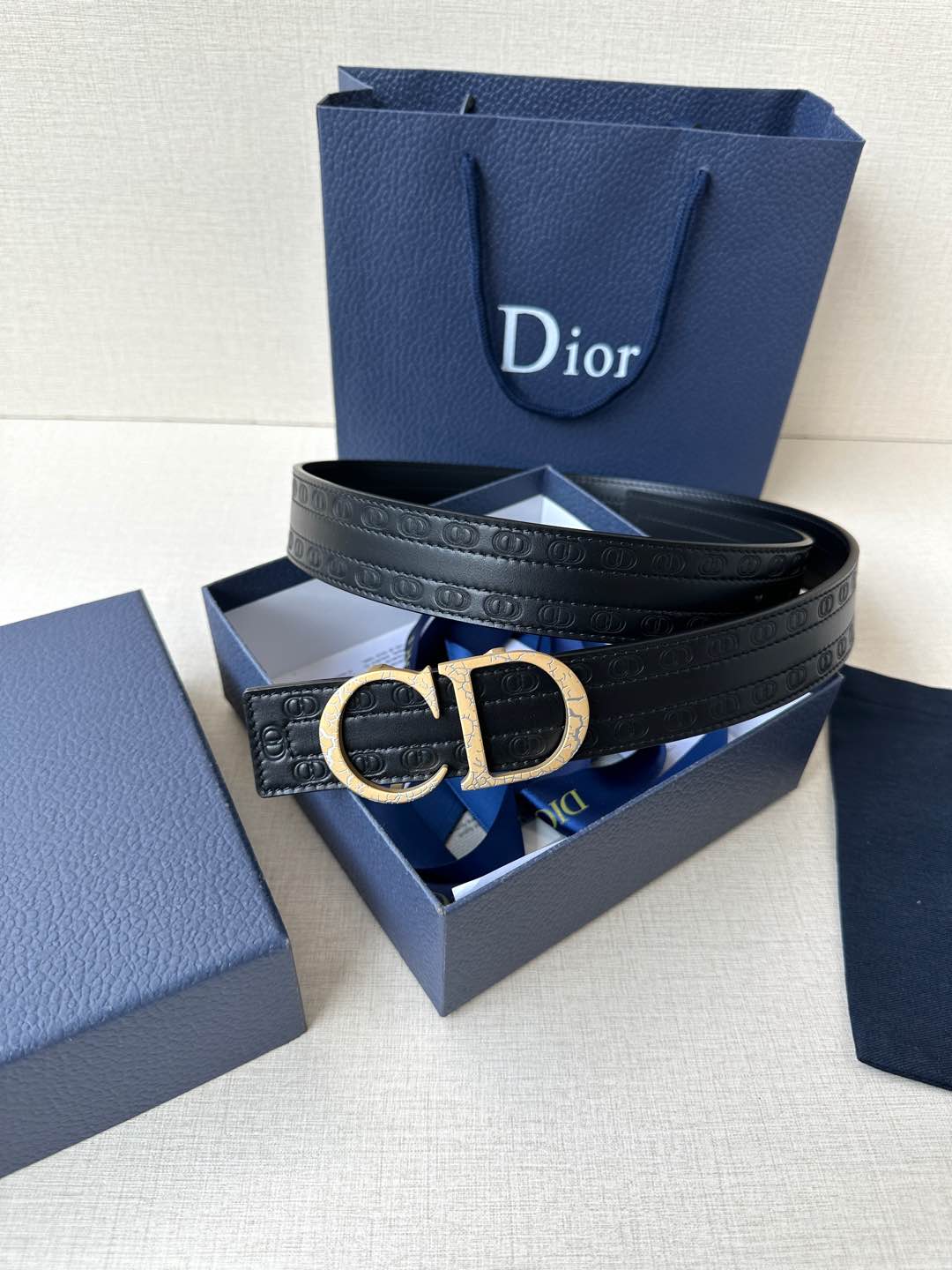 [TOP] Christian Dior Reversible Belt Calfskin - 3.5cm