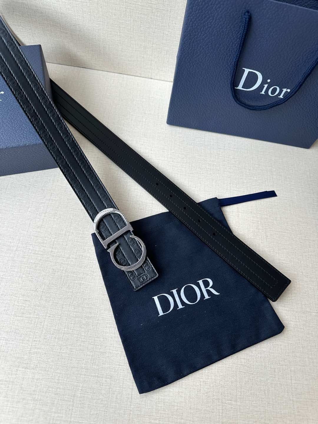 [TOP] Christian Dior Reversible Belt Calfskin - 3.5cm