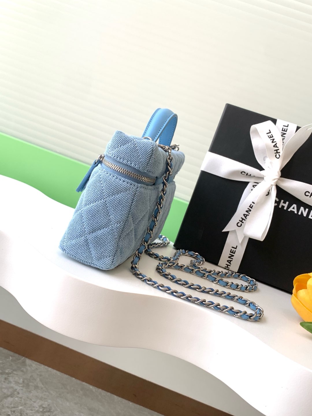 [TOP] CHANEL Vanity Case Denim 17×19.5×5cm - Blue