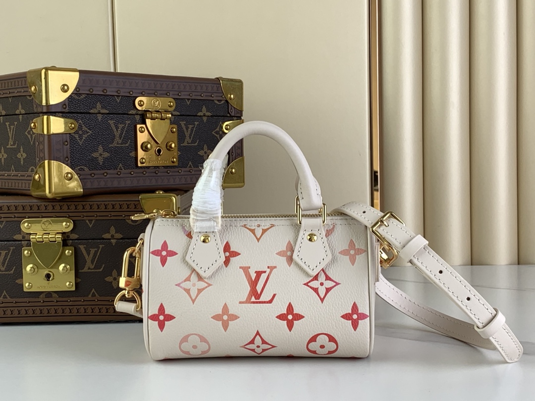 [TOP] Louis Vuitton LV SPEEDY Bag 16 x 10 x 7.5CM  - White