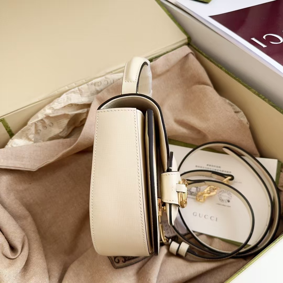 [TOP] GUCCI Horsebit 1955 Top Handle Bag 18 x 15 x 6.5cm - White