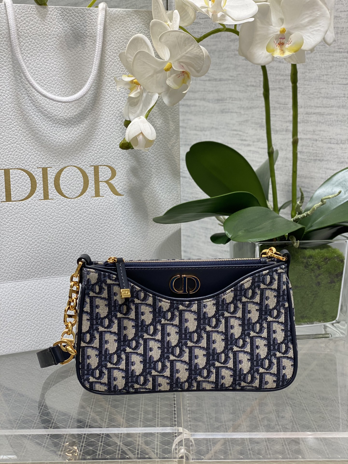 [TOP] Christian Dior Hobo Avenue Bag 21×13×5cm - Blue