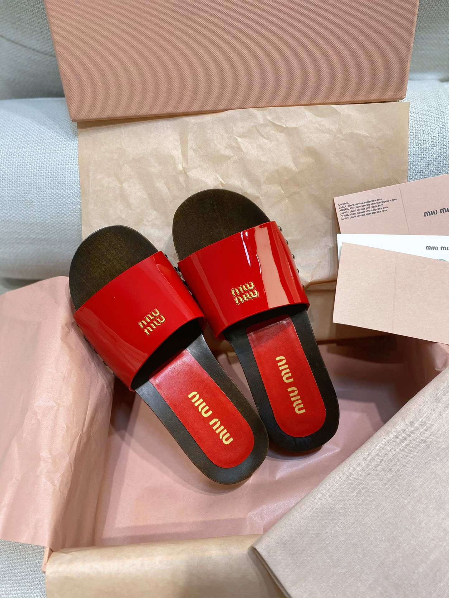 [TOP] Miu Miu Patent Leather Sandals Sheepskin - 5 Color