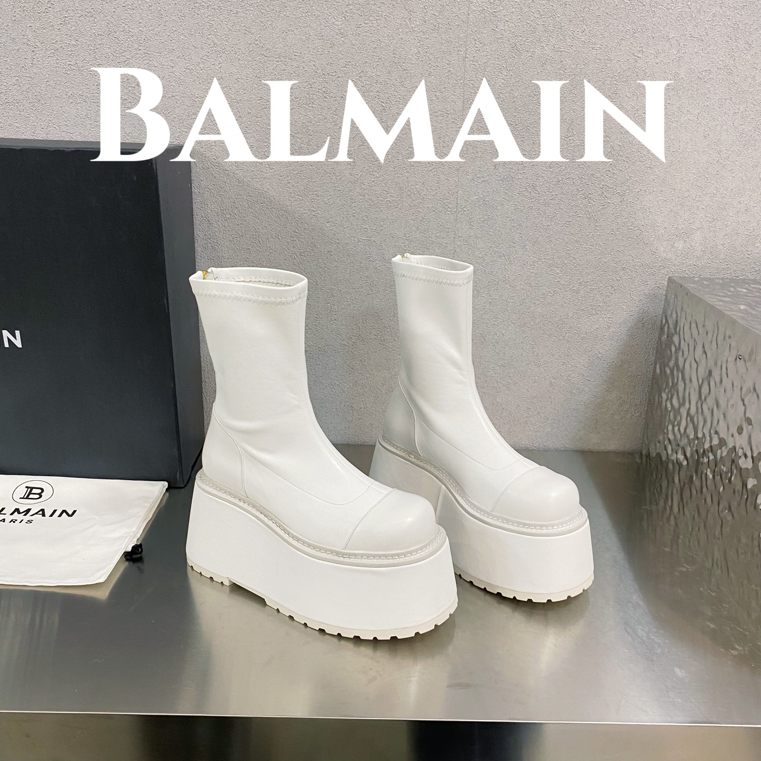 [TOP] Balmain Platform Ankle Boots Sheepskin - 3 Colour