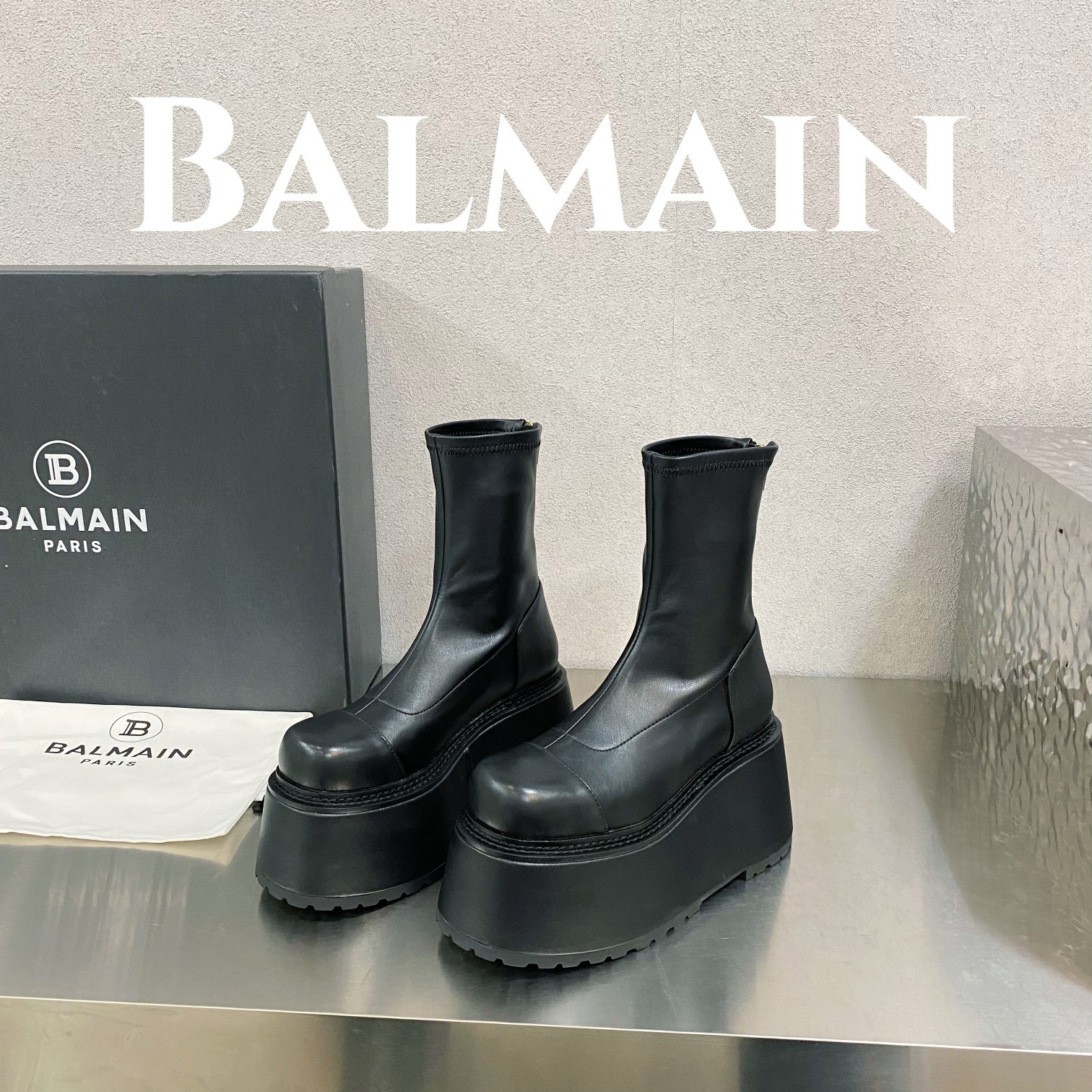 [TOP] Balmain Platform Ankle Boots Sheepskin - 3 Colour
