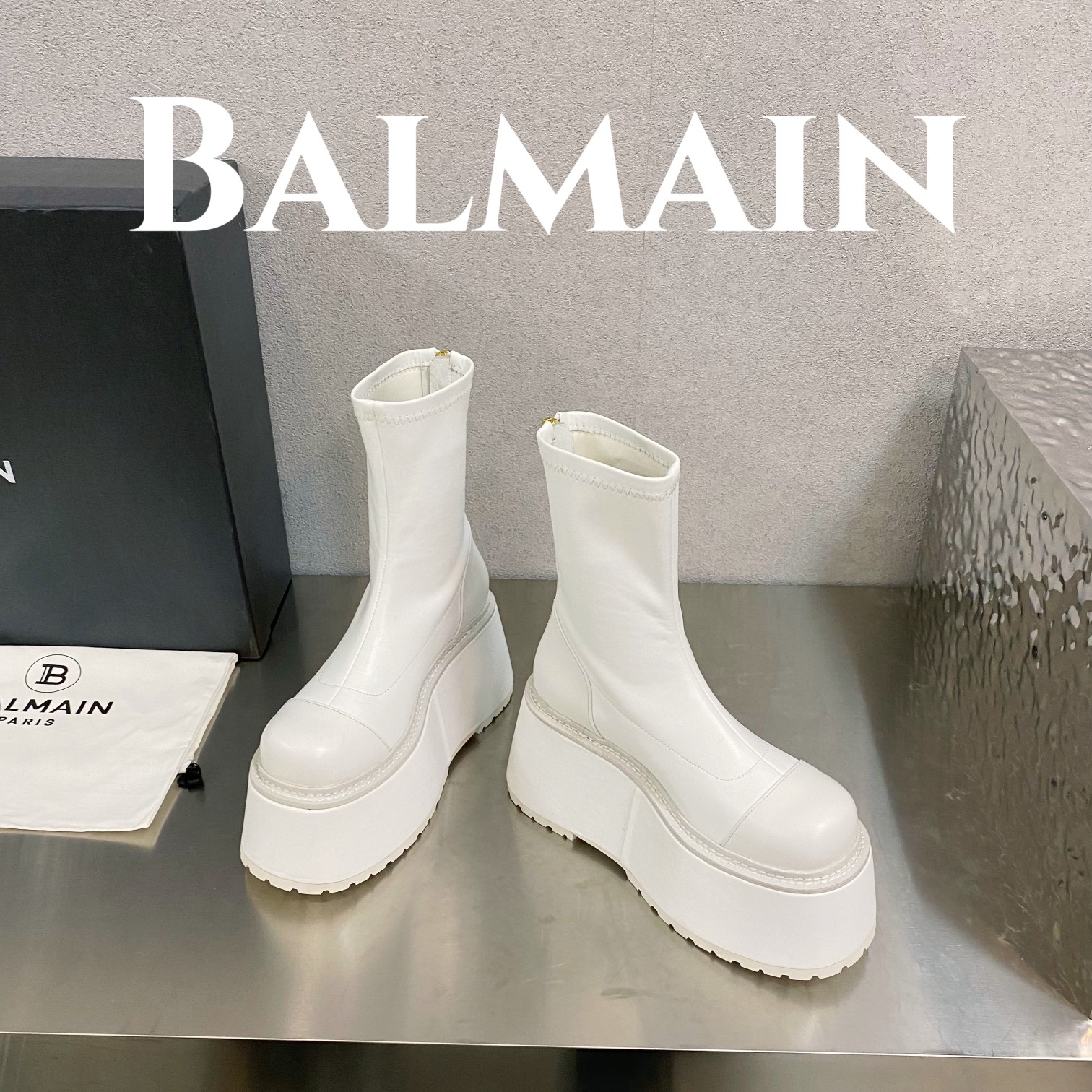 [TOP] Balmain Platform Ankle Boots Sheepskin - 3 Colour