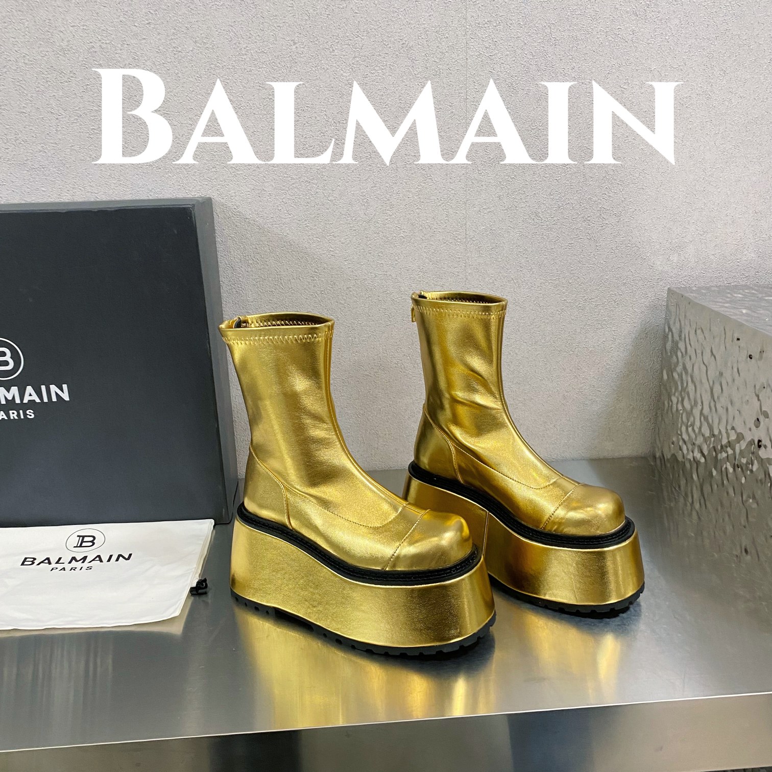 [TOP] Balmain Platform Ankle Boots Sheepskin - 3 Colour