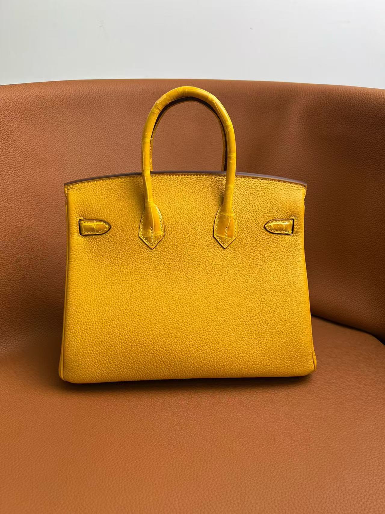 [TOP] HERMES Touch Birkin Leather 25/30 cm - Yellow & SHW