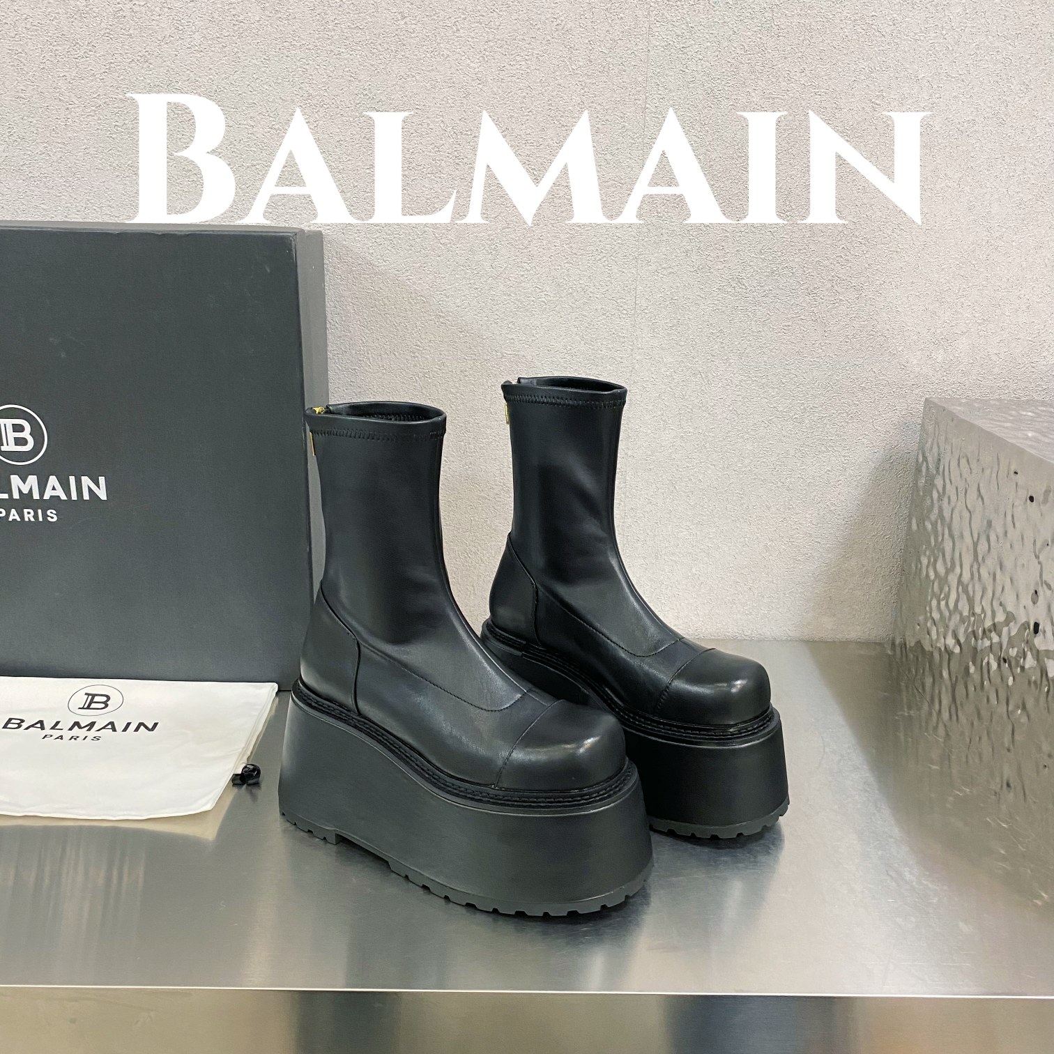 [TOP] Balmain Platform Ankle Boots Sheepskin - 3 Colour