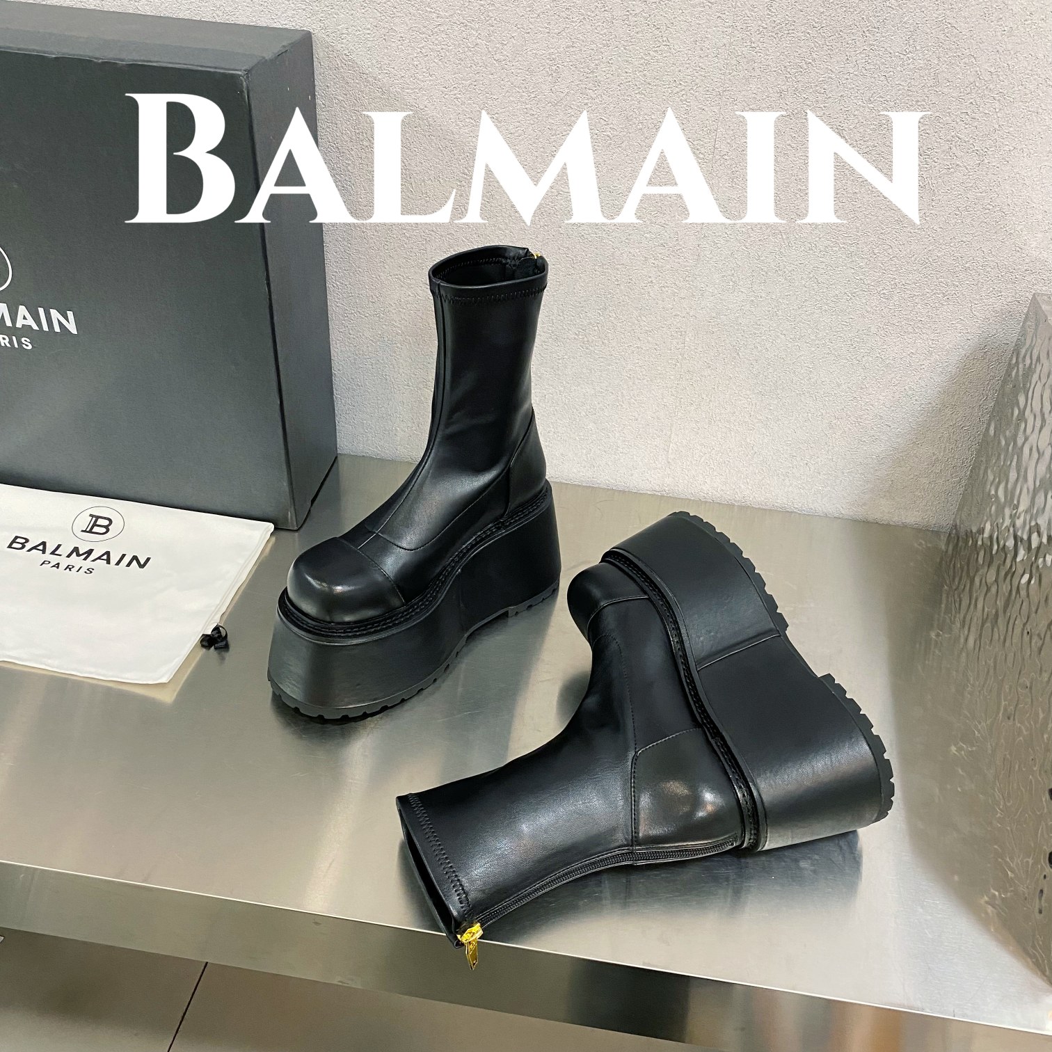 [TOP] Balmain Platform Ankle Boots Sheepskin - 3 Colour