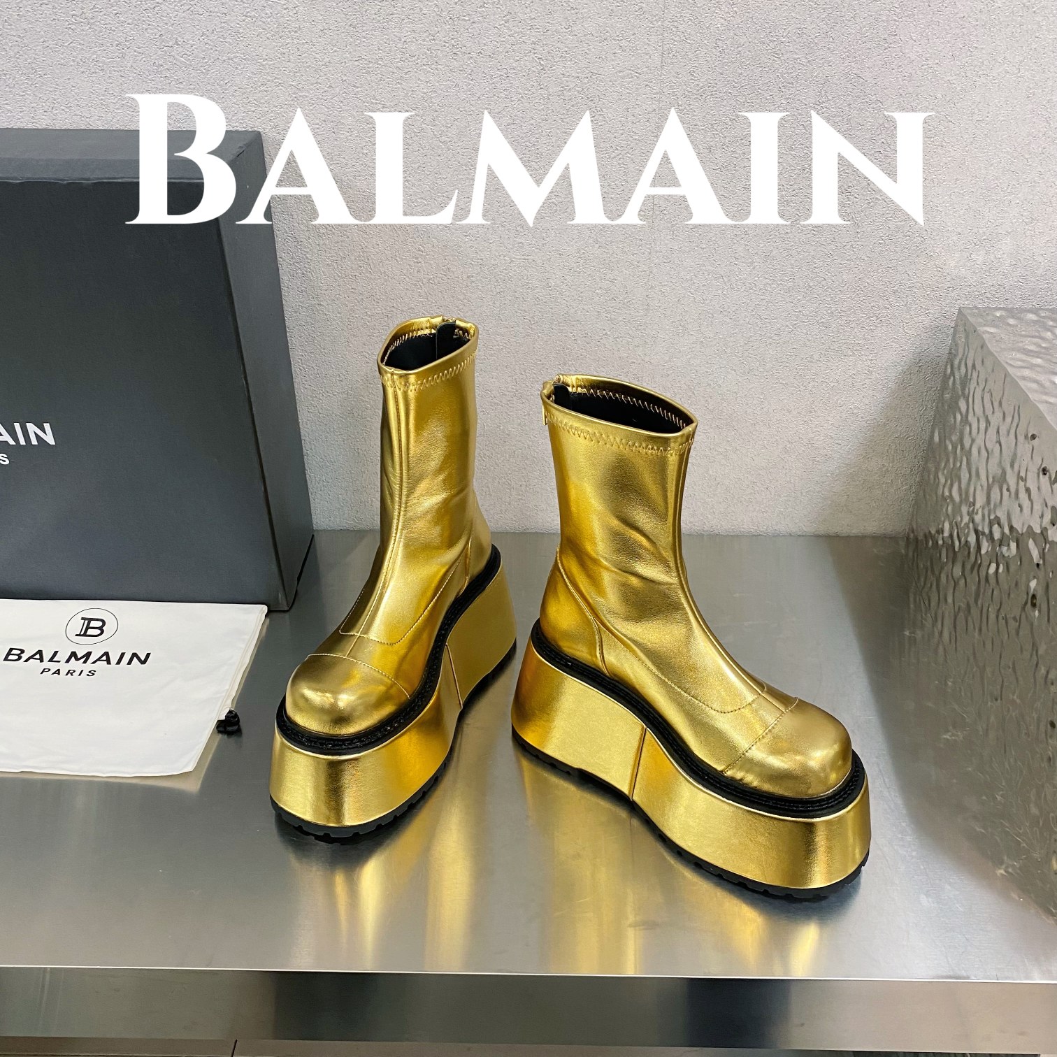 [TOP] Balmain Platform Ankle Boots Sheepskin - 3 Colour