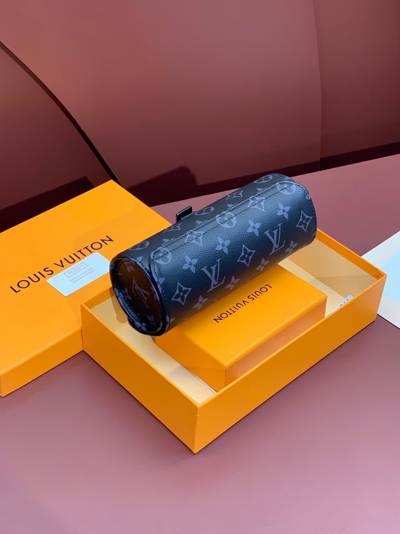 [TOP] Louis Vuitton LV Men's Watch Case 20×8×8cm - Black