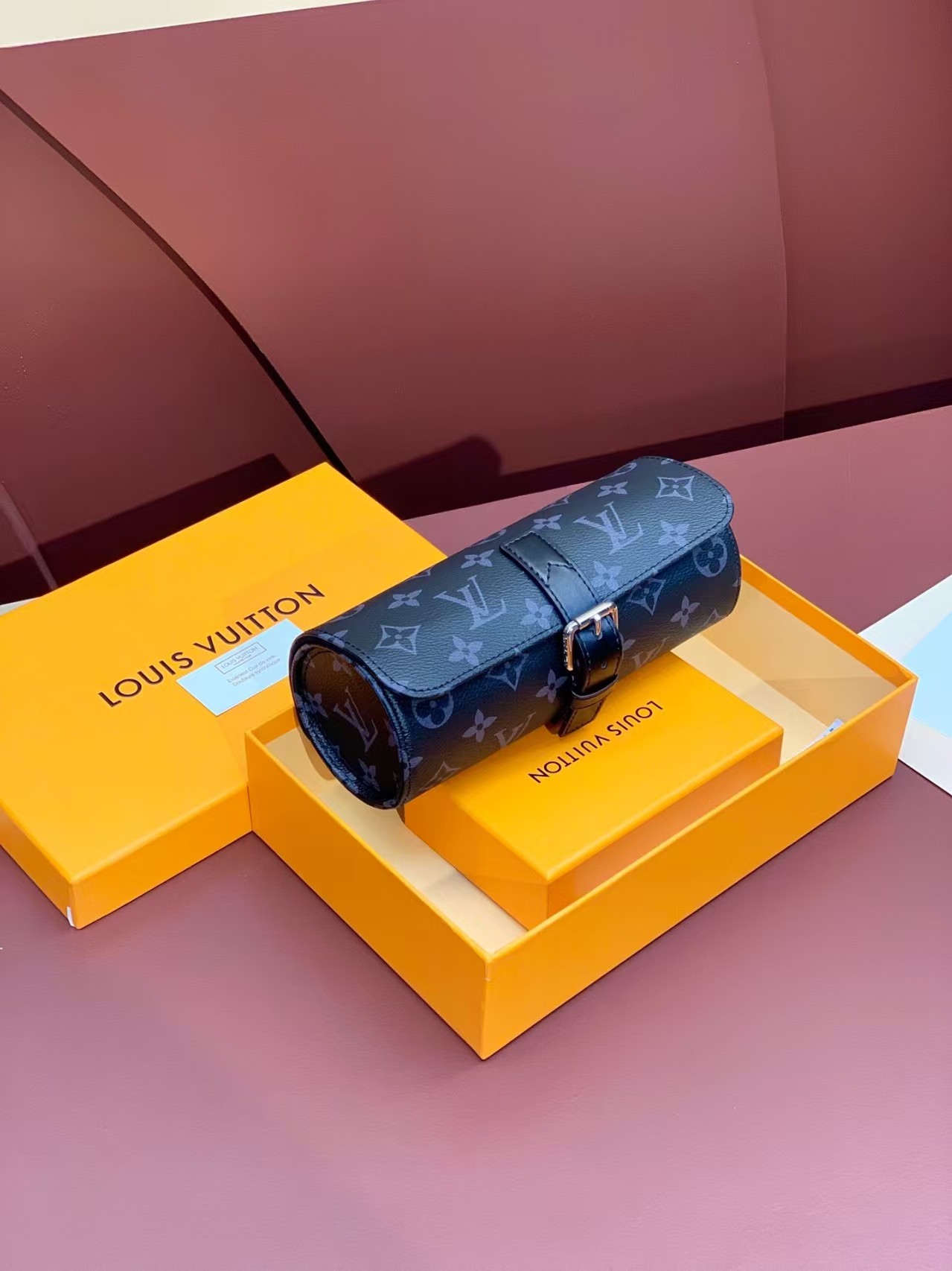 [TOP] Louis Vuitton LV Men's Watch Case 20×8×8cm - Black