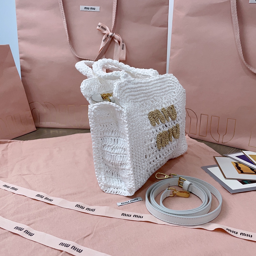 [TOP] Miu Miu Summer Tote Woven Bag 22X22.5X7.5cm - 2 Colour